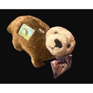 Sea Otter Plush Toy  2005 Brown Soft Stuffed Animal 10" USPS Licensed